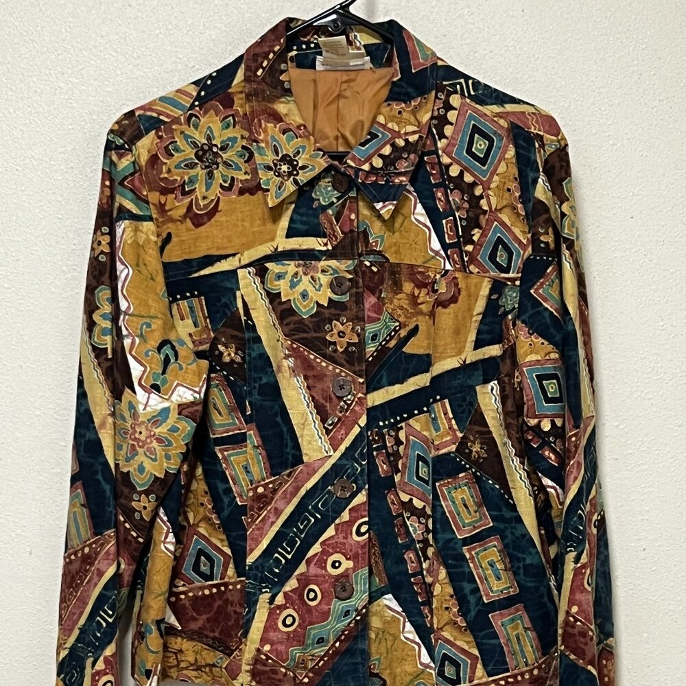 Colorful Coldwater Creek jacket, bead work, excellent condition, size:  M